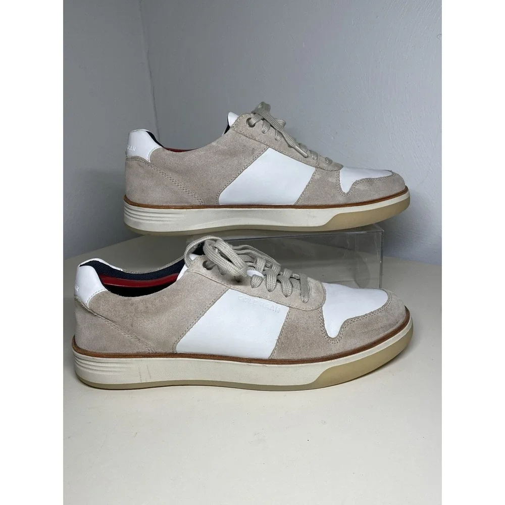 Cole Haan Grand C31033 Leather Crosscourt Crafted Pumice Stone/Ivory Men's 11M